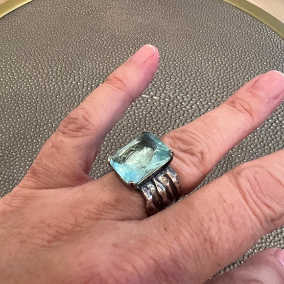 Silpada Sterling Silver Aqua Ring Size 7 - Picture 6 of 6